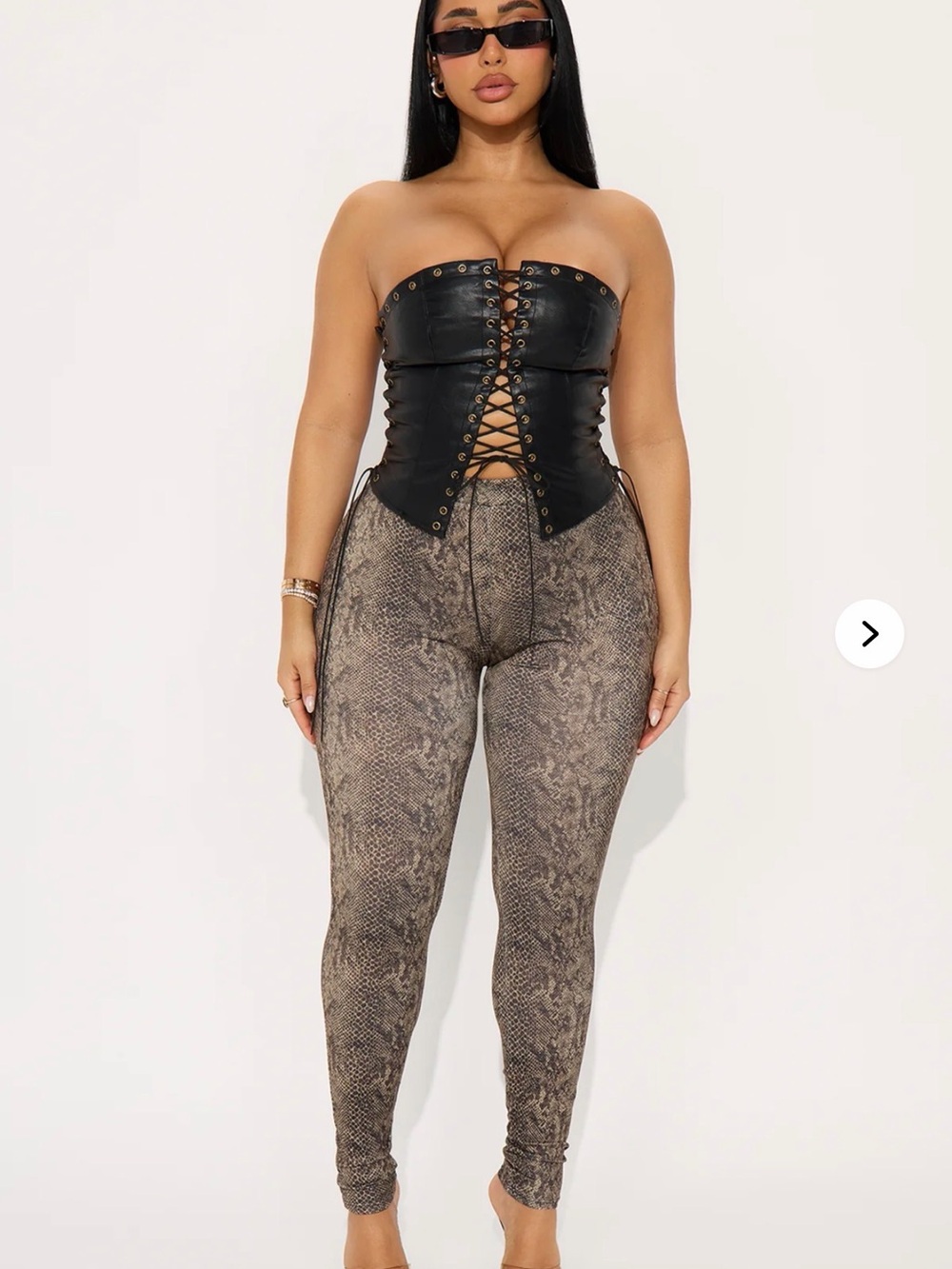 Fashion Nova Taupe Snake-Print High-Waist Leggings